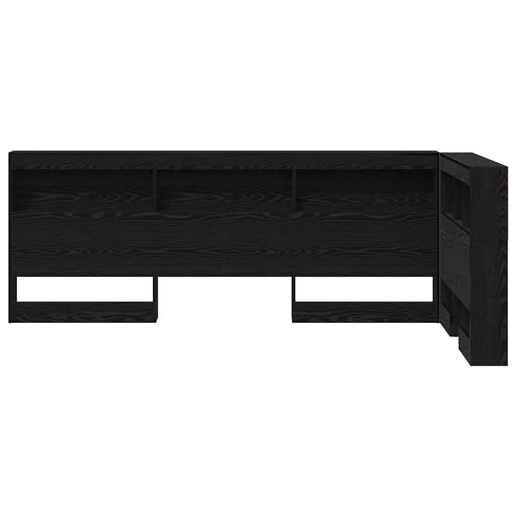 Storage Headboard with Shelf Black Oak 90 cm Engineered Wood