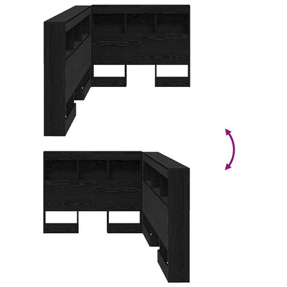 Storage Headboard with Shelf Black Oak 90 cm Engineered Wood