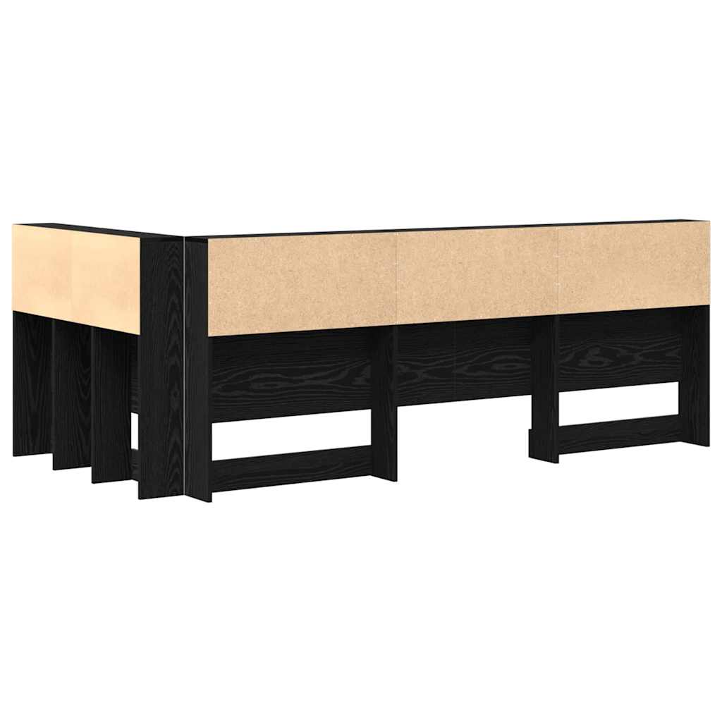 Storage Headboard with Shelf Black Oak 100 cm Engineered Wood