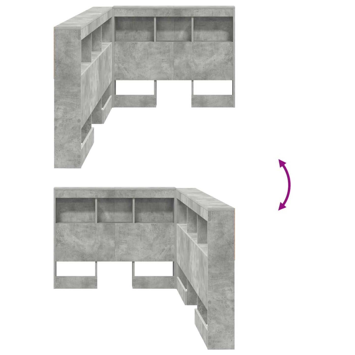 Storage Headboard Concrete Grey 100 cm Engineered Wood