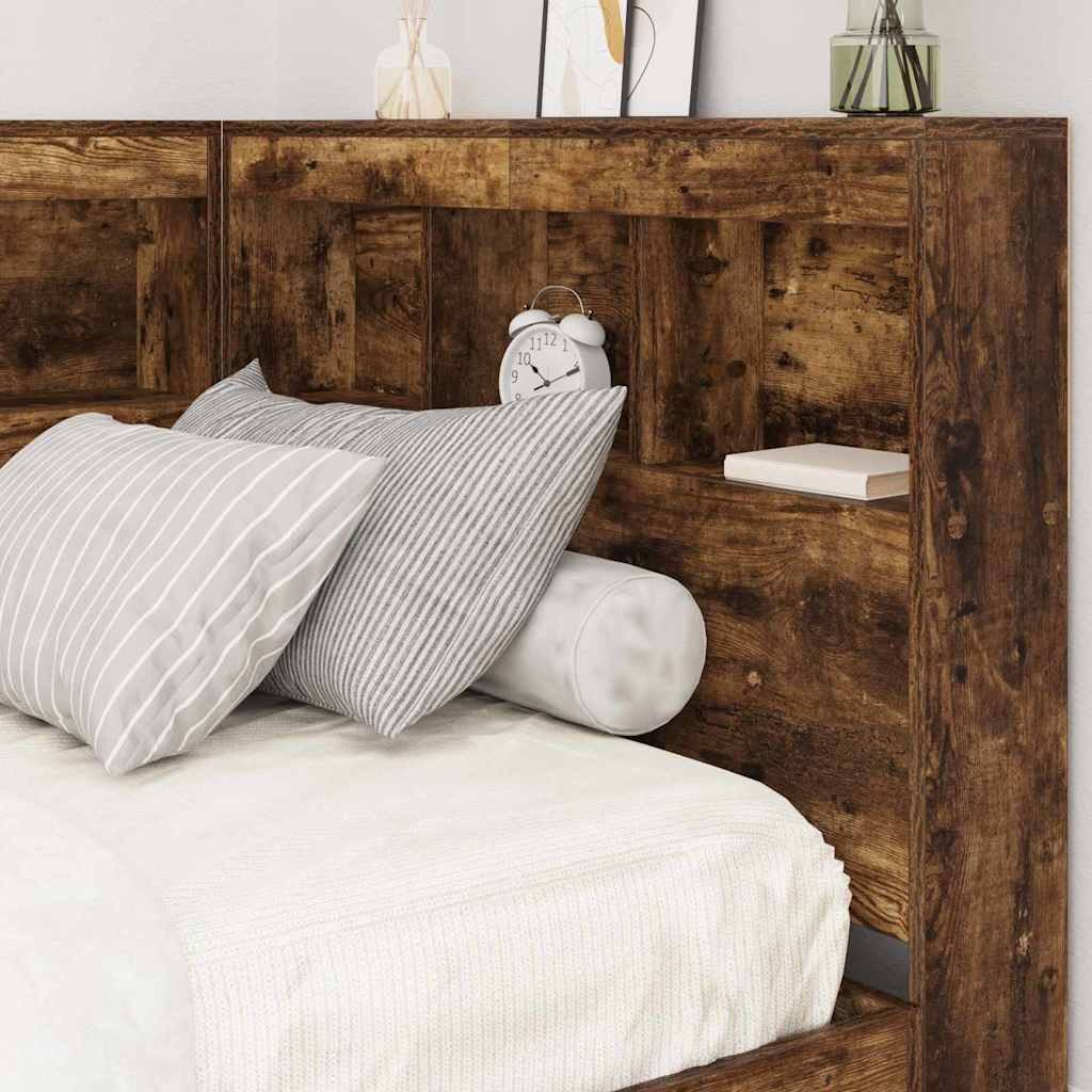 Storage Headboard with Shelf Smoked Oak 100 cm Engineered Wood