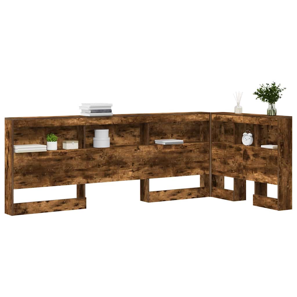 Storage Headboard with Shelf Smoked Oak 100 cm Engineered Wood