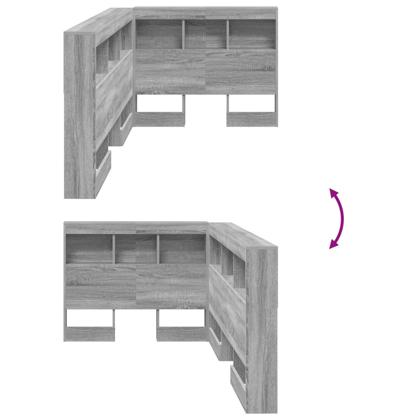 Storage Headboard with Shelf Grey Sonoma 100 cm Engineered Wood