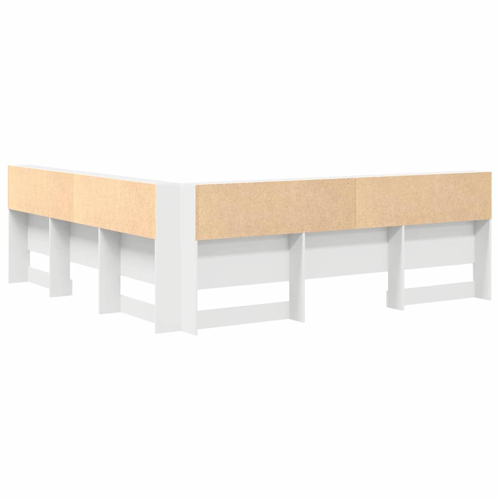 Storage Headboard with Shelf White 200 cm Engineered Wood