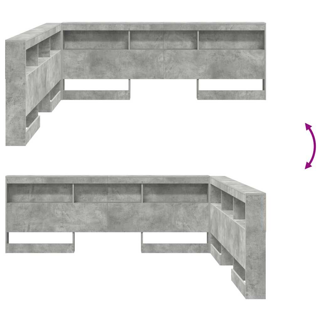 Storage Headboard Concrete Grey 200 cm Engineered Wood