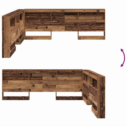 Storage Headboard with Shelf Old Wood 200 cm Engineered Wood