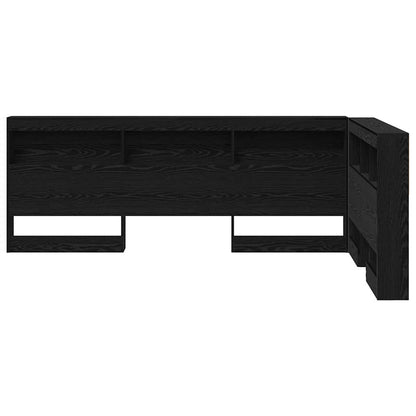 Storage Headboard with Shelf Black Oak 120 cm Engineered Wood