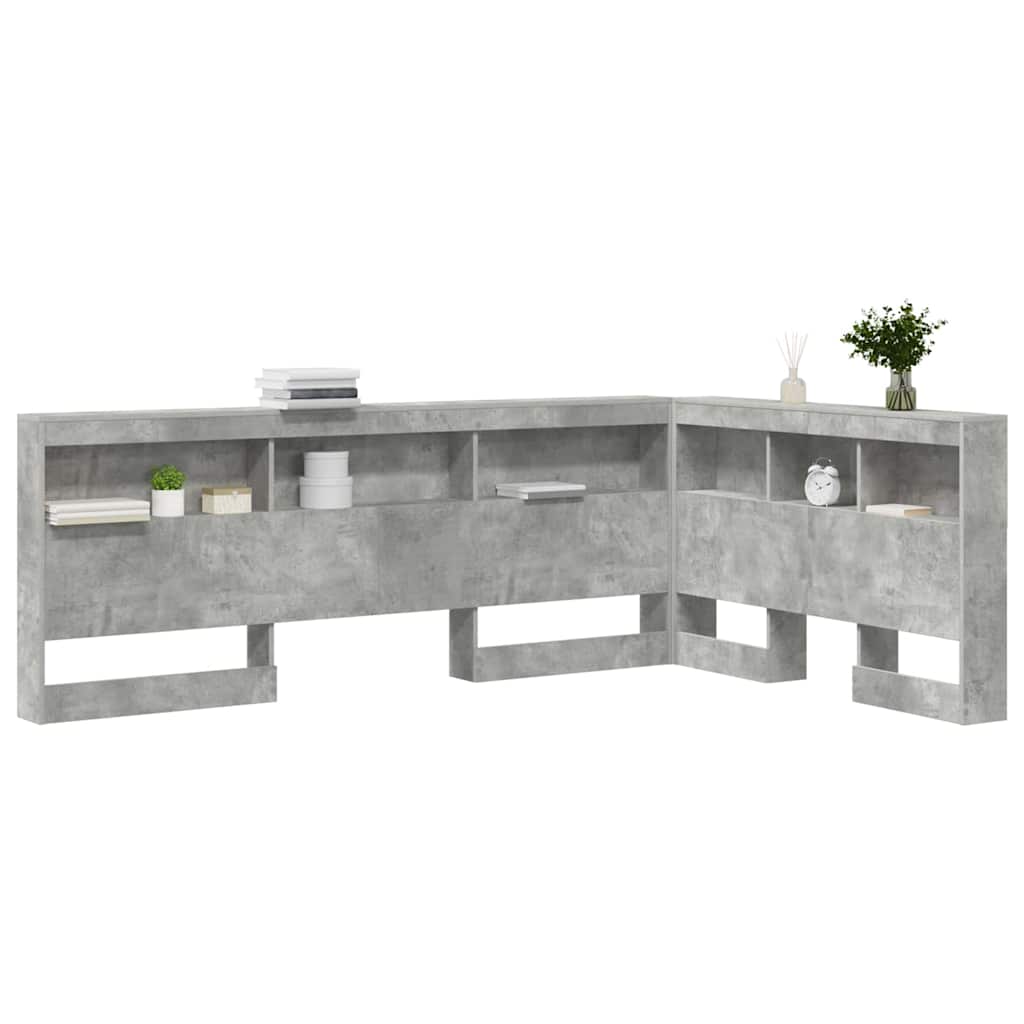 Storage Headboard Concrete Grey 120 cm Engineered Wood