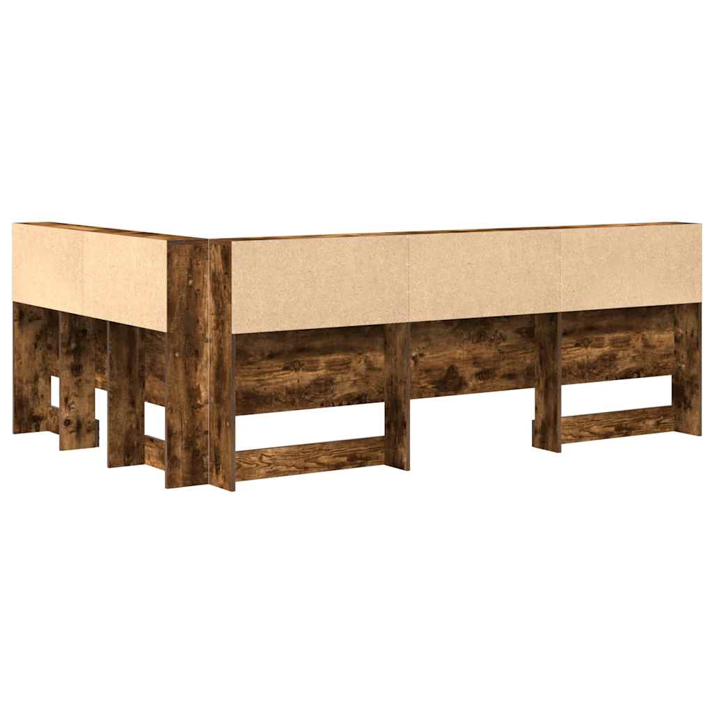 Storage Headboard with Shelf Smoked Oak 120 cm Engineered Wood