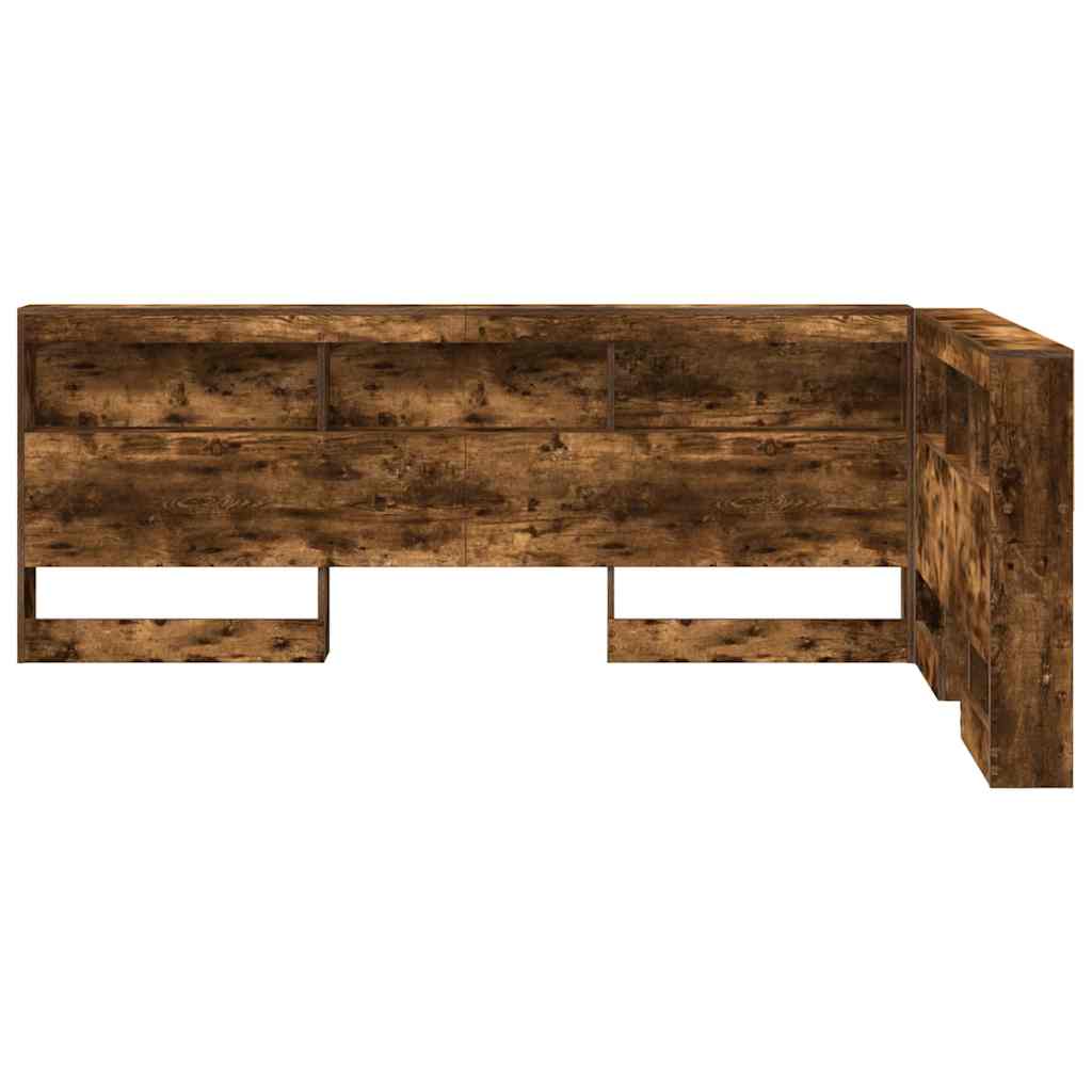 Storage Headboard with Shelf Smoked Oak 120 cm Engineered Wood