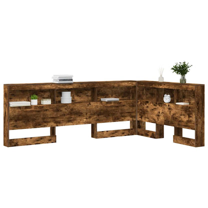 Storage Headboard with Shelf Smoked Oak 120 cm Engineered Wood