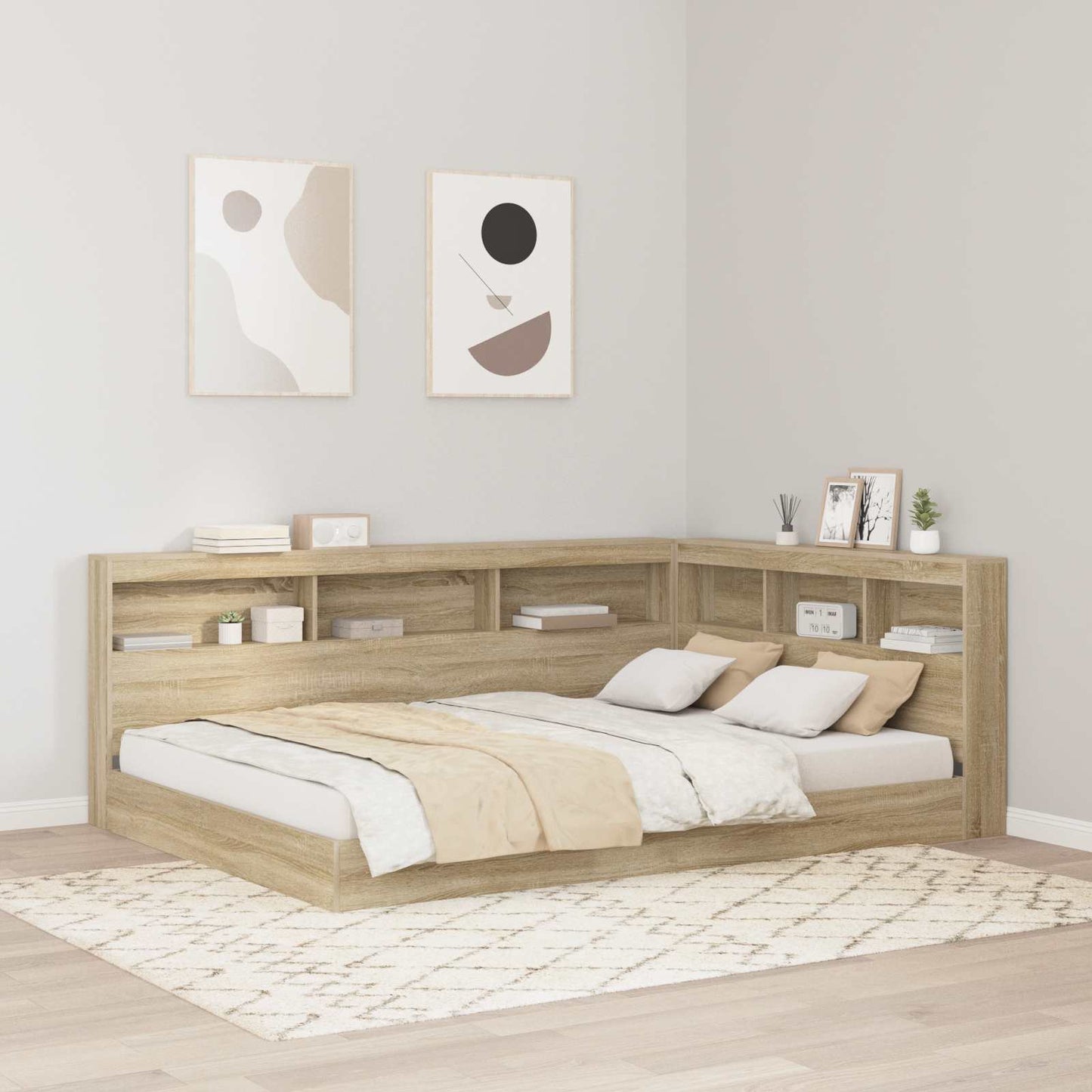 Storage Headboard with Shelf Sonoma Oak 140 cm Engineered Wood
