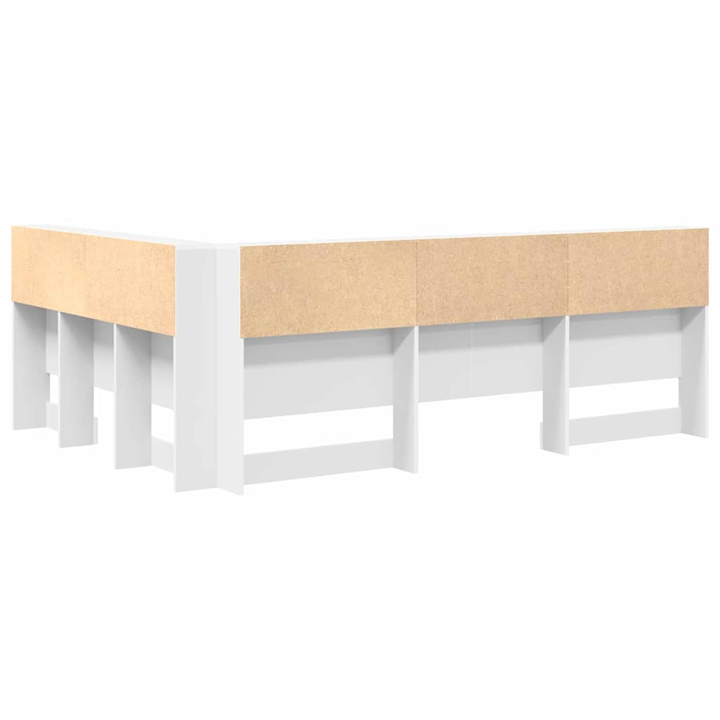 Storage Headboard with Shelf White 150 cm Engineered Wood