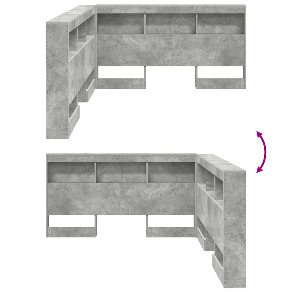 Storage Headboard Concrete Grey 150 cm Engineered Wood