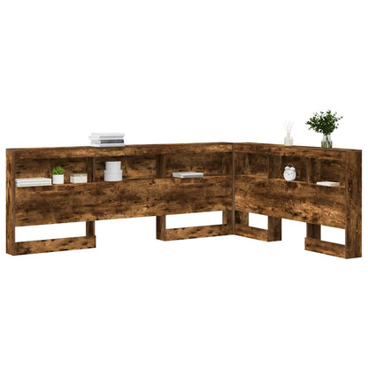 Storage Headboard with Shelf Smoked Oak 150 cm Engineered Wood