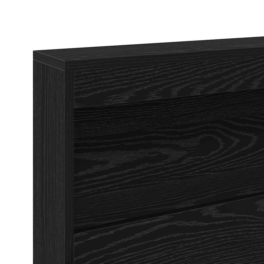 Storage Headboard with Shelf Black Oak 160 cm Engineered Wood
