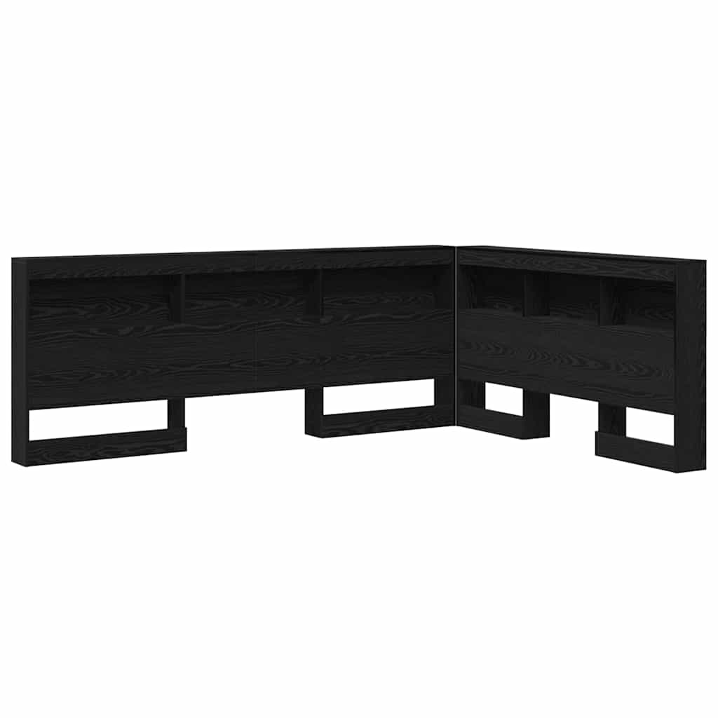 Storage Headboard with Shelf Black Oak 160 cm Engineered Wood