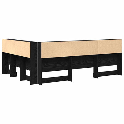 Storage Headboard with Shelf Black Oak 160 cm Engineered Wood