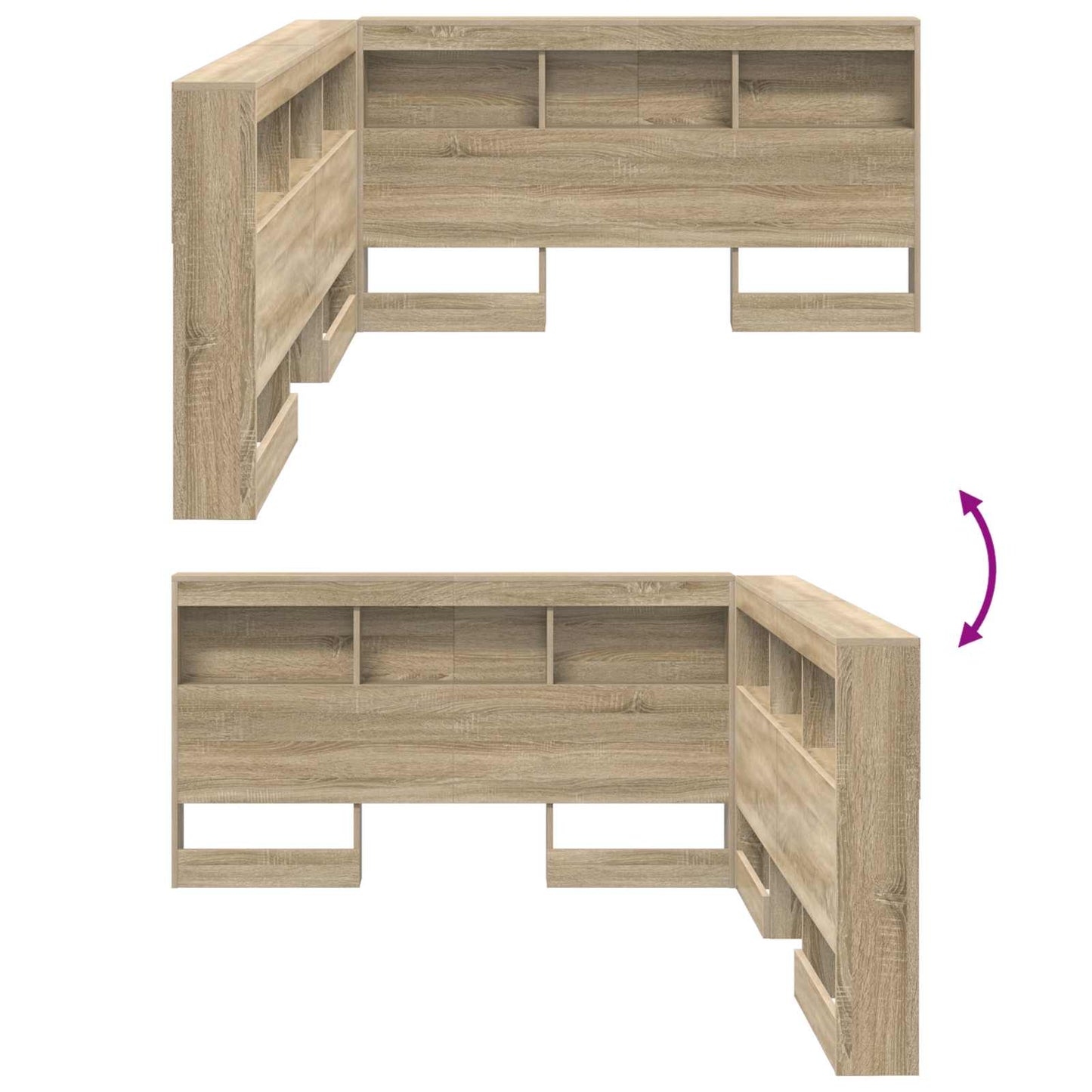 Storage Headboard with Shelf Sonoma Oak 160 cm Engineered Wood