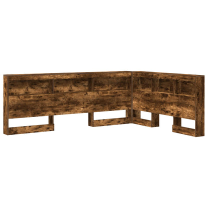 Storage Headboard with Shelf Smoked Oak 160 cm Engineered Wood