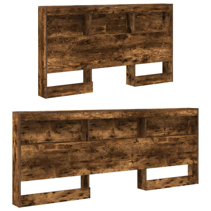 Storage Headboard with Shelf Smoked Oak 160 cm Engineered Wood