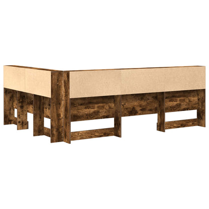 Storage Headboard with Shelf Smoked Oak 160 cm Engineered Wood