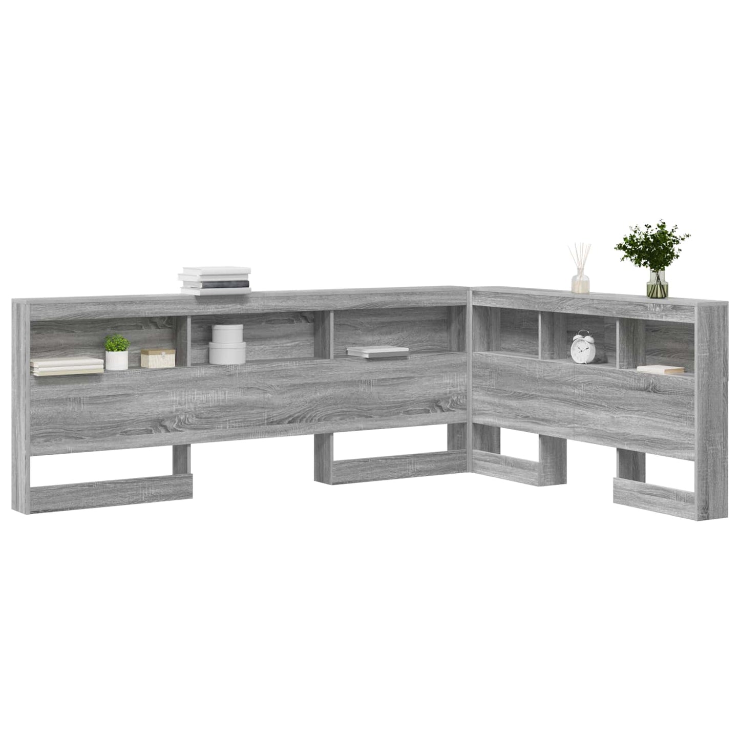 Storage Headboard with Shelf Grey Sonoma 160 cm Engineered Wood