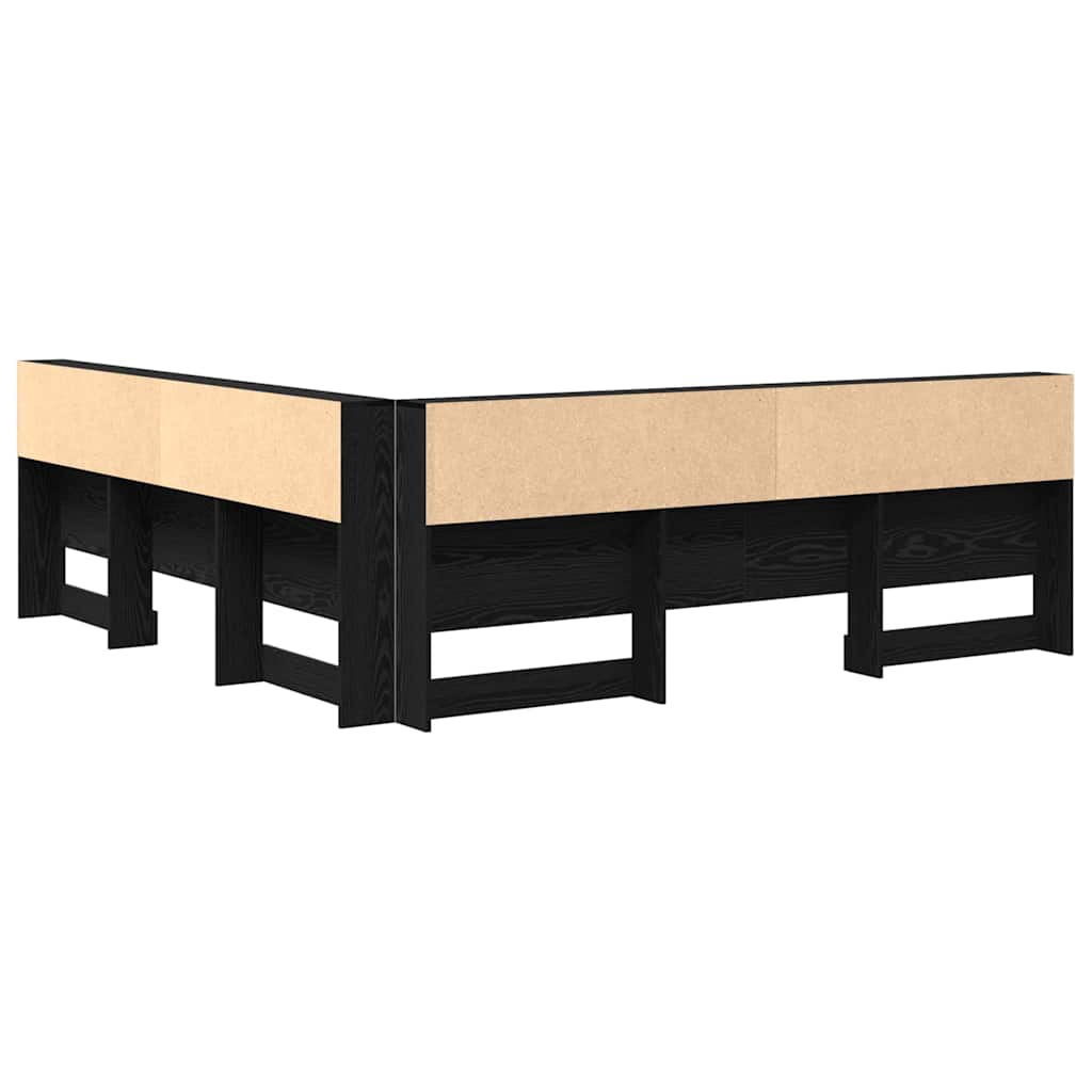 Storage Headboard with Shelf Black Oak 180 cm Engineered Wood