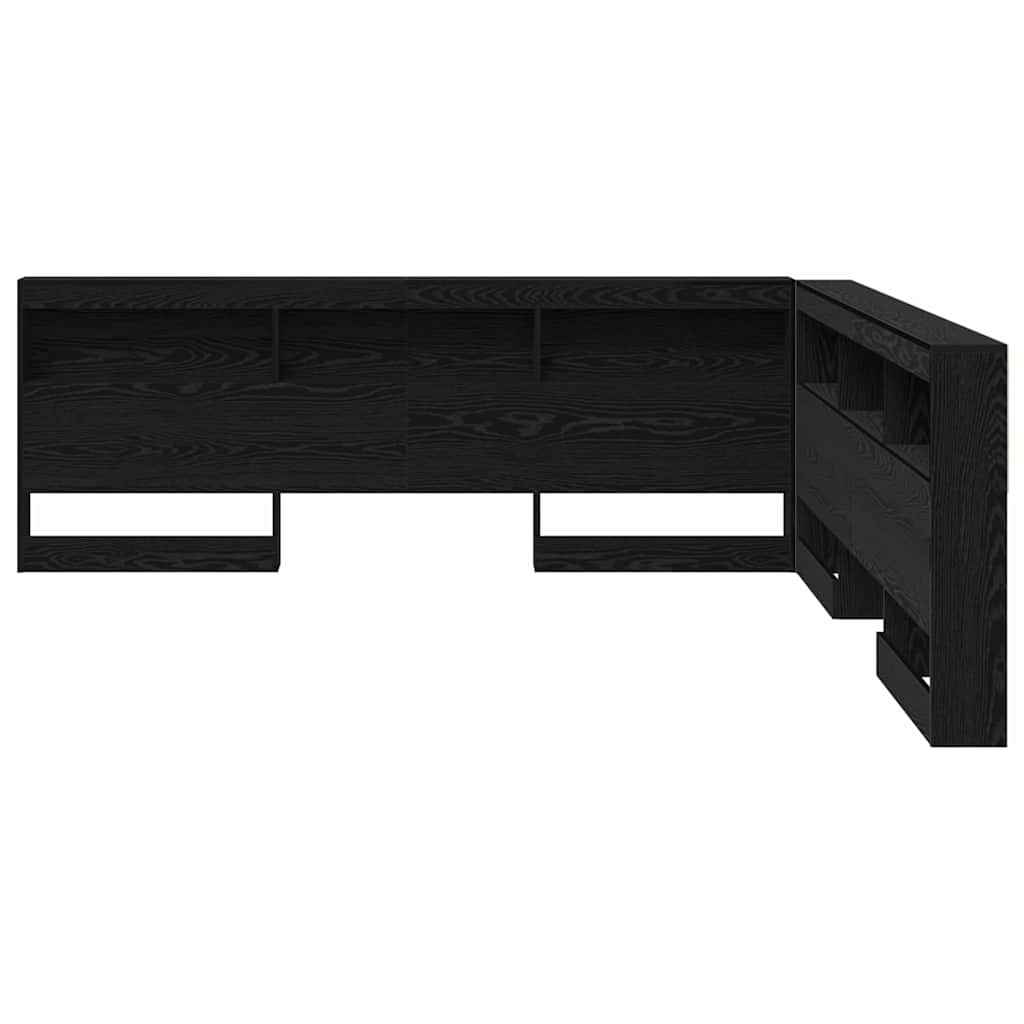 Storage Headboard with Shelf Black Oak 180 cm Engineered Wood