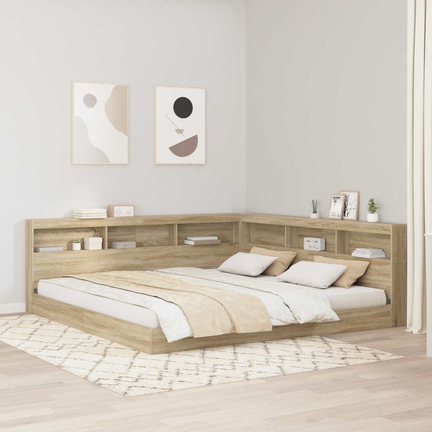 Storage Headboard with Shelf Sonoma Oak 180 cm Engineered Wood