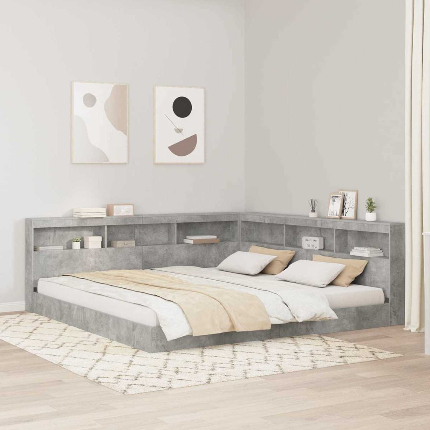 Storage Headboard Concrete Grey 180 cm Engineered Wood