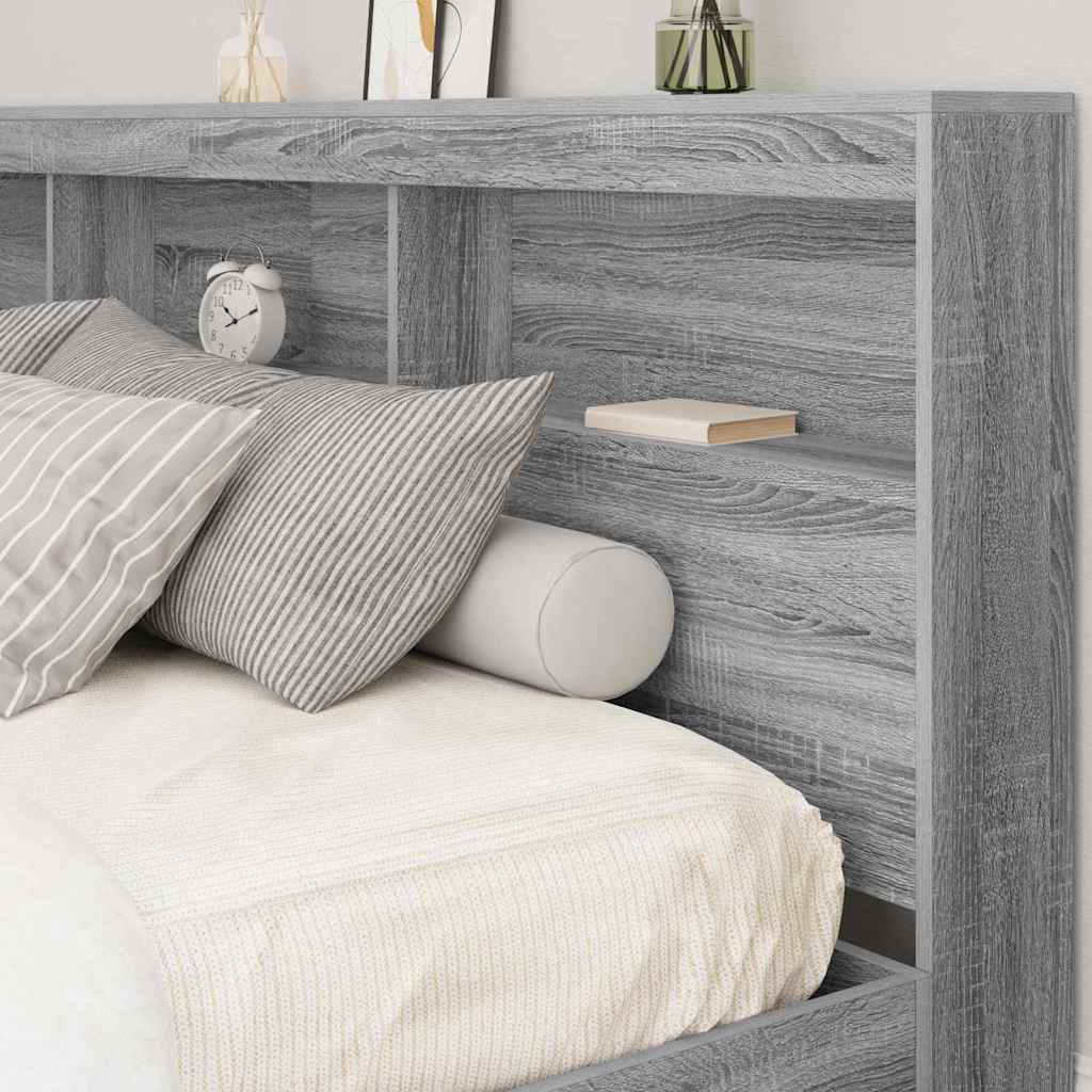 Storage Headboard with Shelf Grey Sonoma 180 cm Engineered Wood