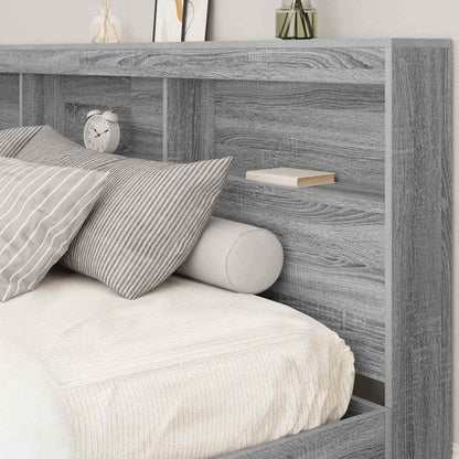Storage Headboard with Shelf Grey Sonoma 180 cm Engineered Wood