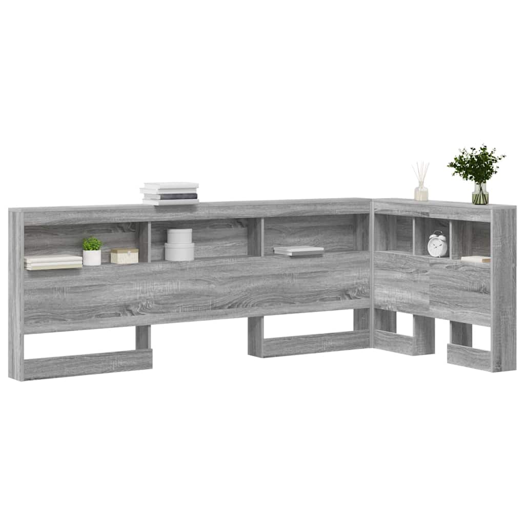 Storage Headboard with Shelf Grey Sonoma 90 cm Engineered Wood