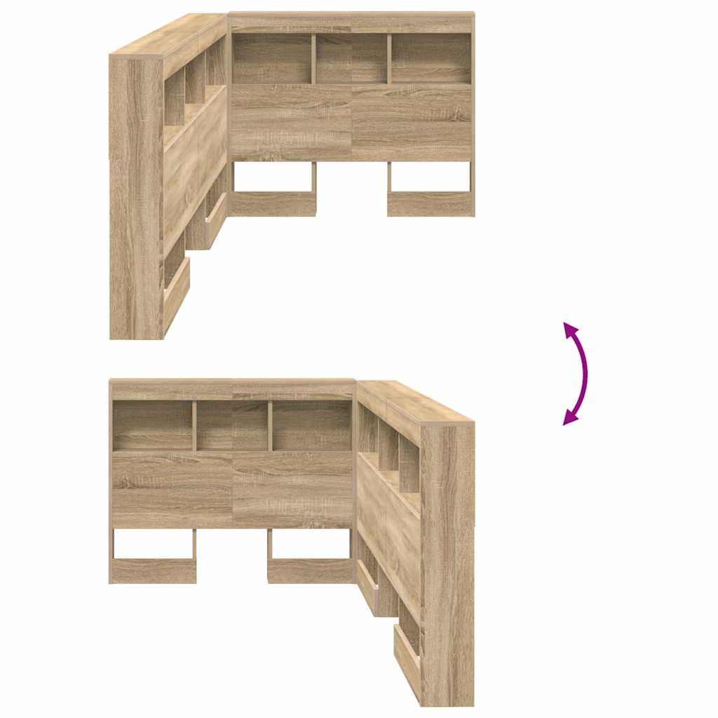 Storage Headboard with Shelf Sonoma Oak 75 cm Engineered Wood
