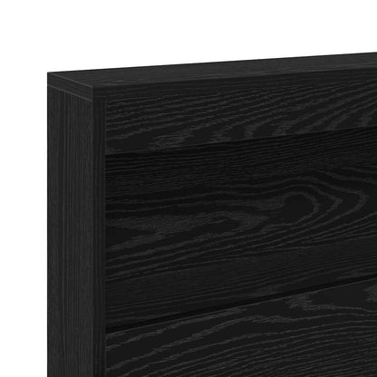 Storage Headboard with Shelf Black Oak 207.5 x 137.5 x 76.5 cm