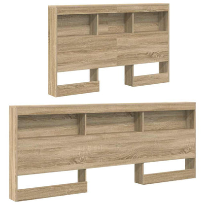 Storage Headboard with Shelf Sonoma Oak 207.5 x 137.5 x 76.5 cm