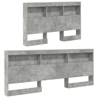 Storage Headboard Concrete Grey 207.5 x 137.5 x 76.5 cm