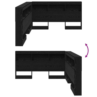 Storage Headboard with Shelf Black Oak 140 cm Engineered Wood