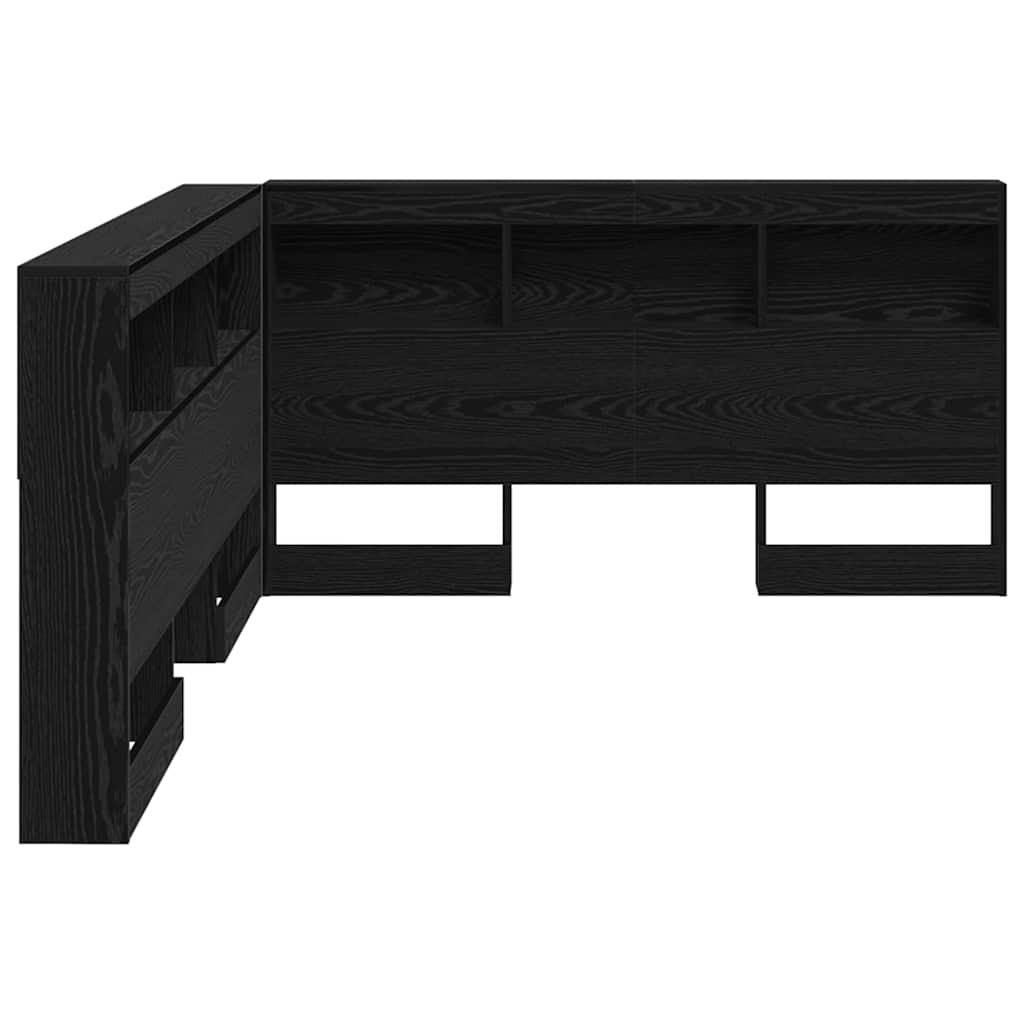 Storage Headboard with Shelf Black Oak 140 cm Engineered Wood