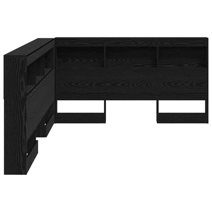 Storage Headboard with Shelf Black Oak 140 cm Engineered Wood