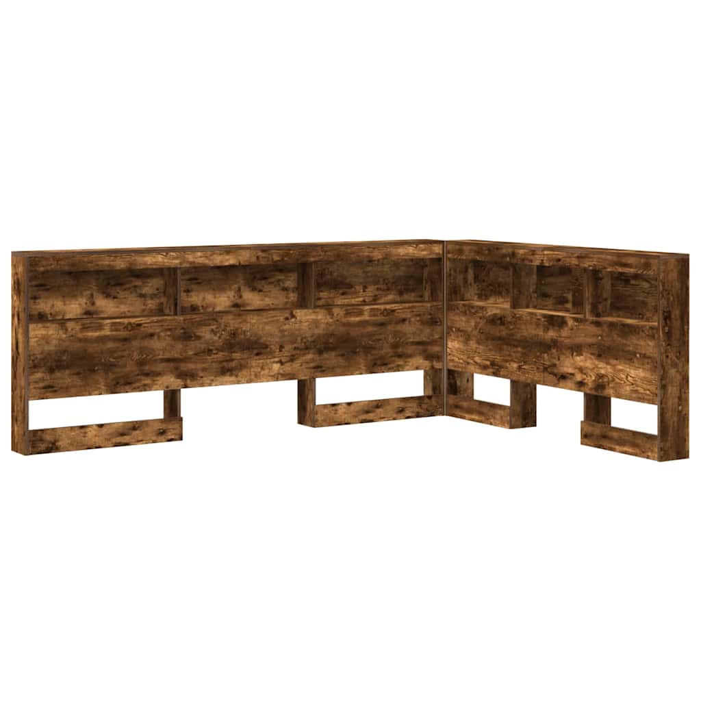 Storage Headboard with Shelf Smoked Oak 140 cm Engineered Wood