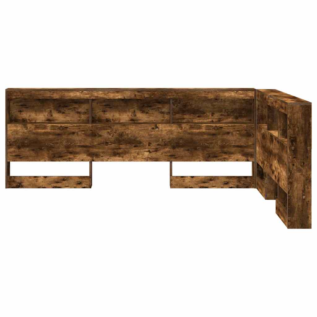 Storage Headboard with Shelf Smoked Oak 140 cm Engineered Wood