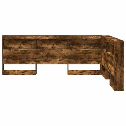Storage Headboard with Shelf Smoked Oak 140 cm Engineered Wood