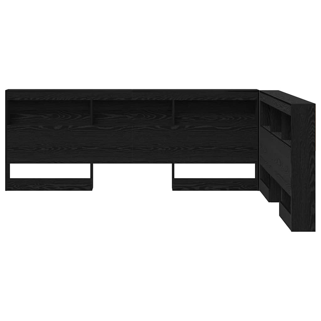 Storage Headboard with Shelf Black Oak 135 cm Engineered Wood