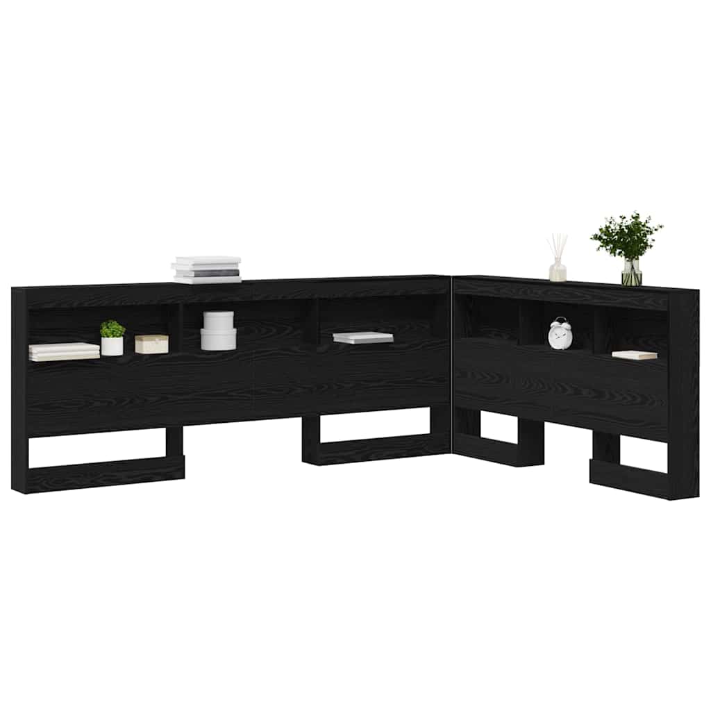 Storage Headboard with Shelf Black Oak 135 cm Engineered Wood