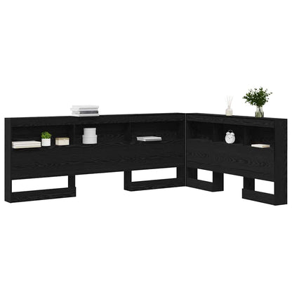 Storage Headboard with Shelf Black Oak 135 cm Engineered Wood