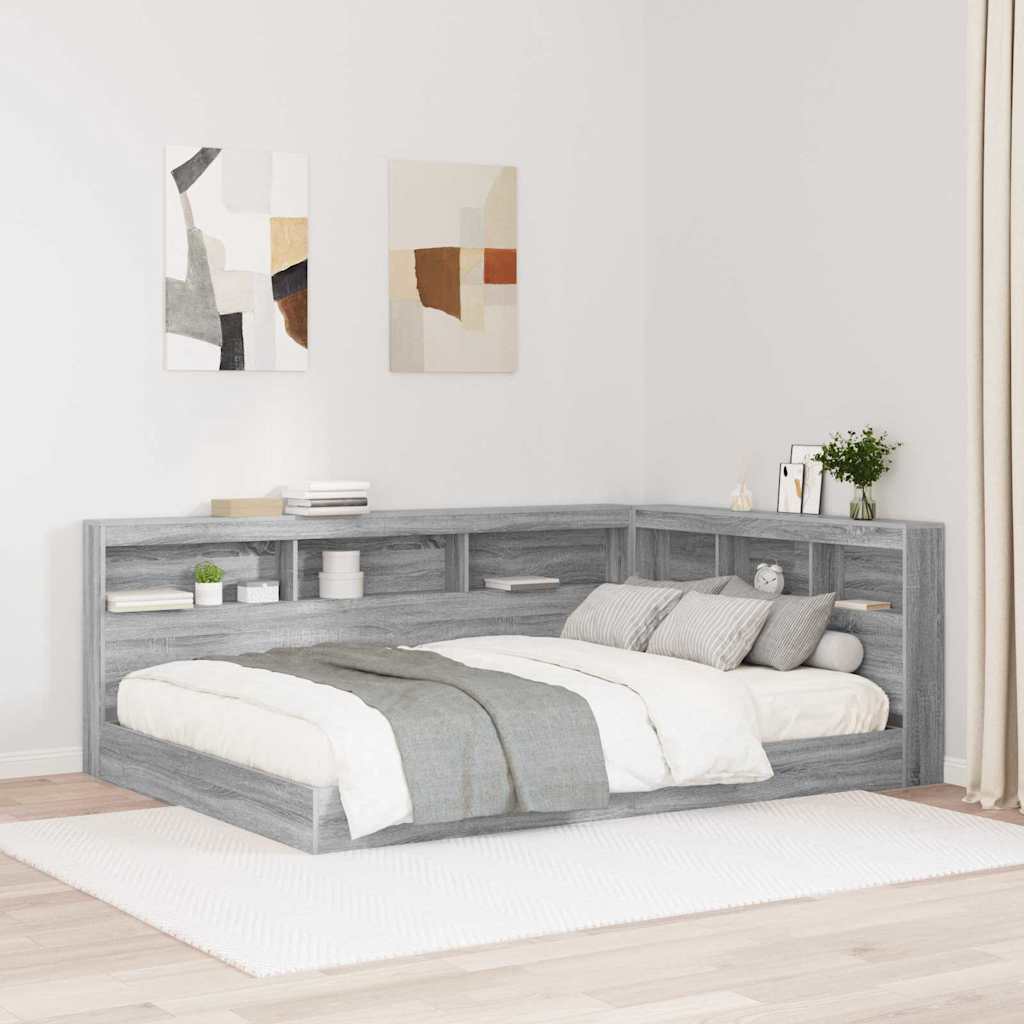 Storage Headboard with Shelf Grey Sonoma 135 cm Engineered Wood
