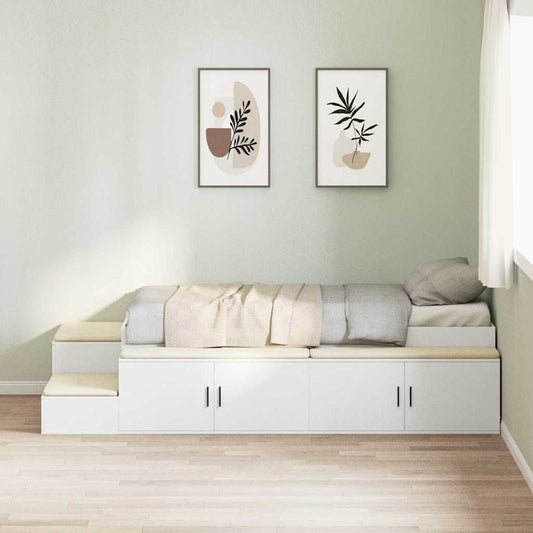 Storage Bed Frame with Shelf White 80 cm Engineered Wood