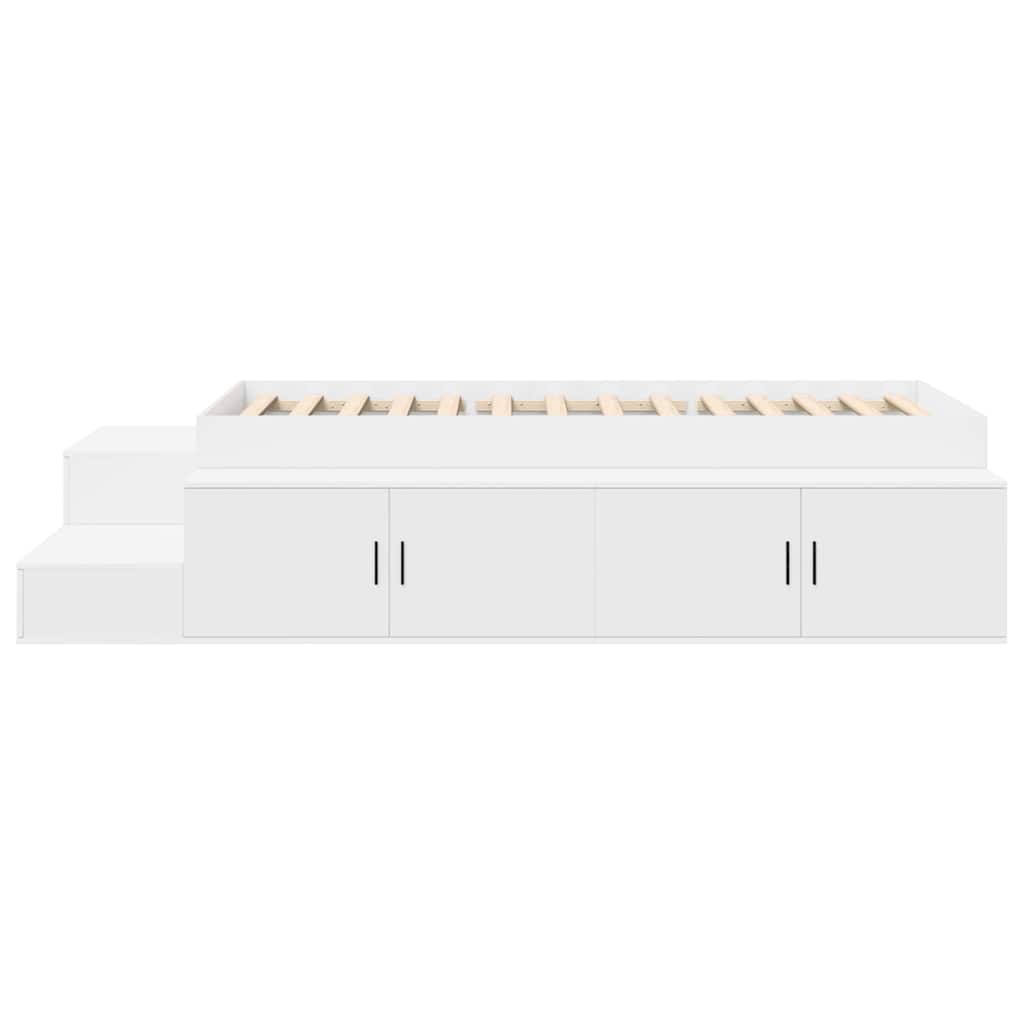 Storage Bed Frame with Storage White 80 cm Engineered Wood